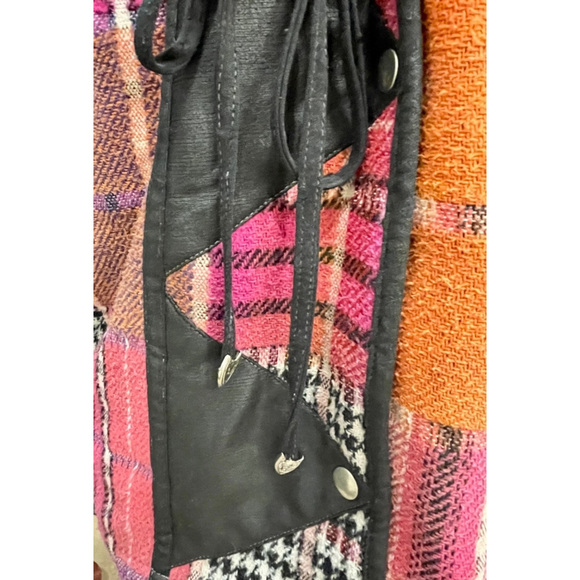 Hilary Radley Vintage Colorful Patchwork Plaid Long Jacket Coat Fairy Grunge S - Picture 5 of 15